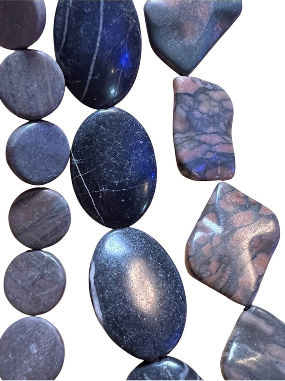 Natural Gray & pink Stone Beads for making jewelry. NWOT